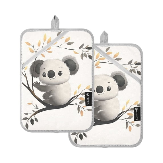Cartoon Grey Koala Oven Mitts Pot Holders 2 pcs Heat Resistant for Kitchen Baking Grilling
