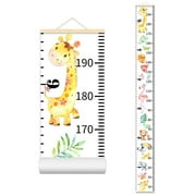 Cartoon Growth Chart for Kids Removable Wall Decor Wood Frame Fabric Canvas Height Measurement Ruler for Kids Nursery Room