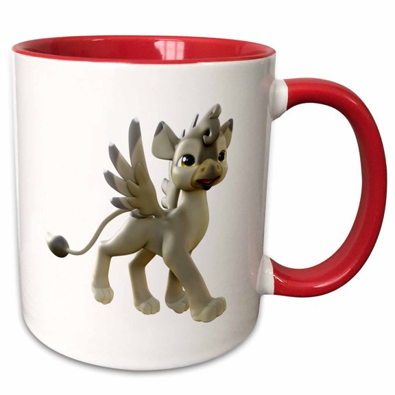 3drose, Cartoon Gryphon Mythological Creature, 11oz Two-tone Red Mug