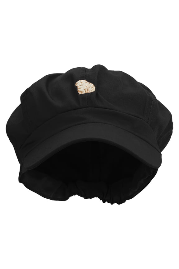 Cartoon Guinea Pig Embroidered Cotton Elastic Newsboy Cap - Black OSFM