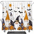 Cartoon Halloween Bathroom Set for Kids Gnomes Bats Pumpkins Shower
