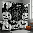 Cartoon Halloween Bathroom Shower Curtain Spider Web Pumpkins Bats