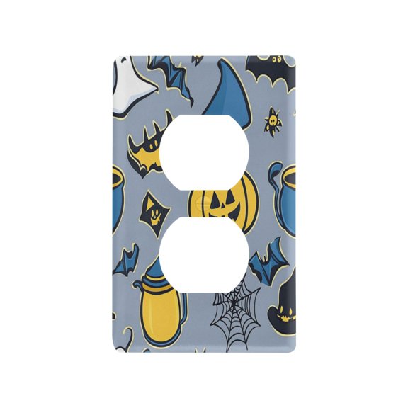 Cartoon Halloween Icons Light Switch Cover Switch Plate Outlet Cover Plug Cover for Electrical Outlet