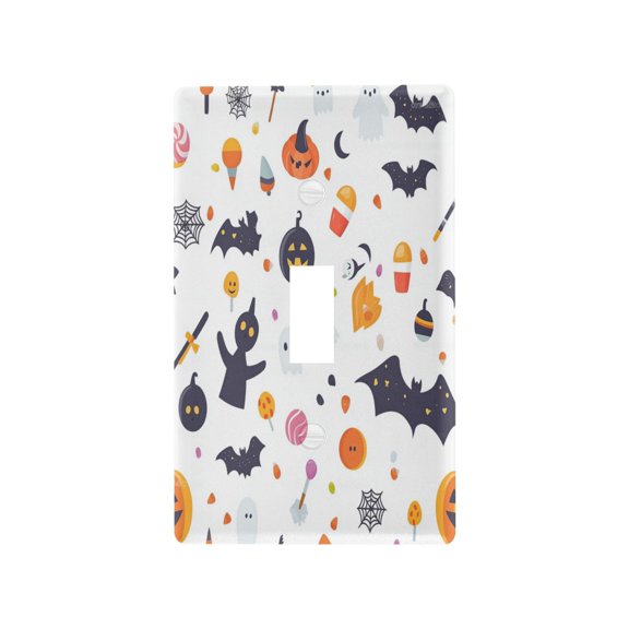 Cartoon Halloween Icons Pattern Light Switch Cover Switch Plate Outlet Cover Plug Cover for Electrical Outlet