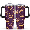 thumbnail image 1 of Cartoon Halloween Pumpkin 40 oz Coffee Tumbler with Handle Rust Resistant Cup Modern Tumbler for Spring Summer Birthday Christmas, 1 of 7