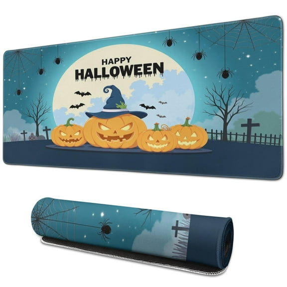 Cartoon Halloween Pumpkin Mouse Pad,Rectangle Large Desk Mat NonSlip Rubber Base for Desk Gaming Laptop Mouse Mats for Gaming Gift (31.5x11.8in)