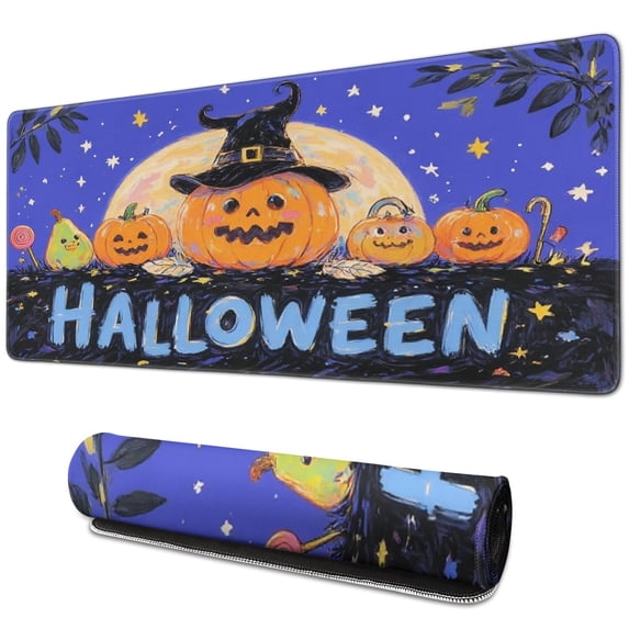 Cartoon Halloween Pumpkin Mouse Pad,Rectangle Large Mouse Mat Waterproof Mouse Pad Non Slip Rubber Mouse Mat for Gaming Gifts (31.5x11.8in)