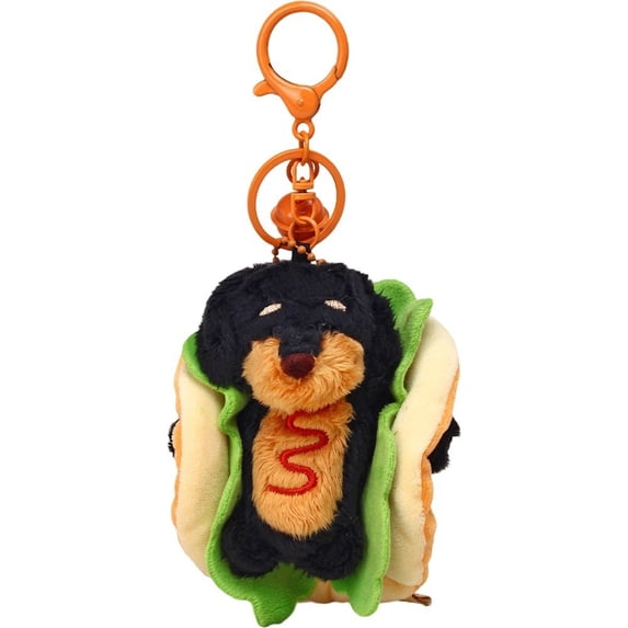 Cartoon Hamburger Dachshund Keychain, Cute Dog Keychain Bag Charm Keyring Pendant for Handbag Purse Car Keys Accessories