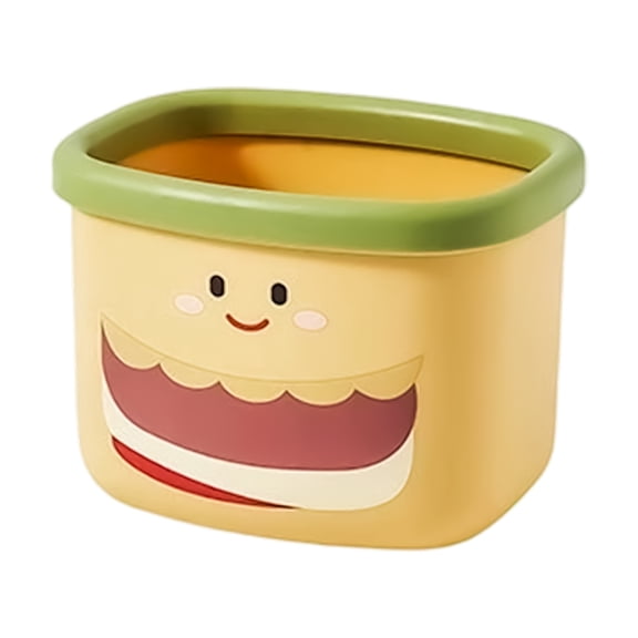 Cartoon Hamburger Plastic Trash Can Countertop Waste Bin Desk Storage Container
