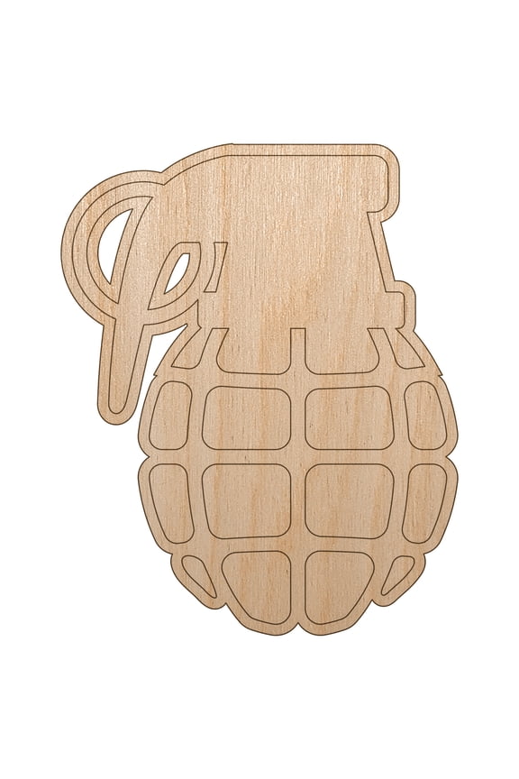 Cartoon Hand Grenade Wood Shape Unfinished Piece Cutout Craft DIY Projects - 6.25 Inch Size - 1/8 Inch Thick