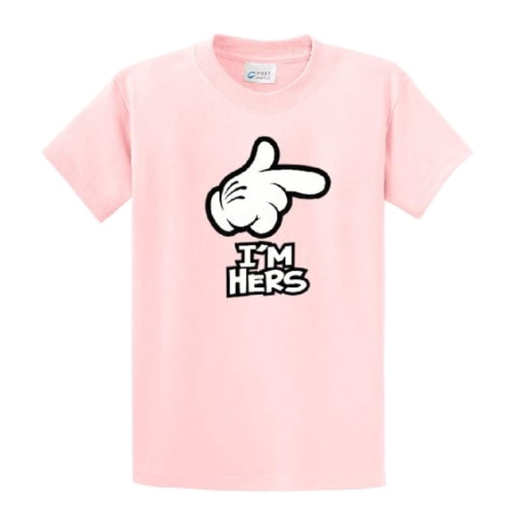 Cartoon Hand, I'm Hers Men's Short Sleeve T-shirt, Funny Hand Pointing I'm Hers-lightpink-5xl