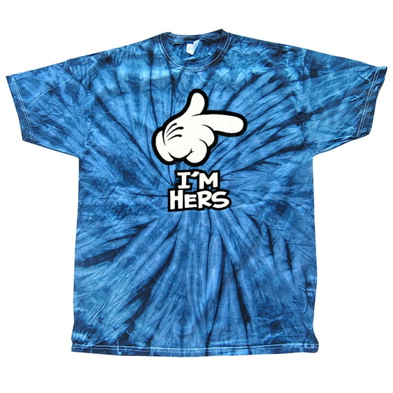 Cartoon Hand, I'm Hers Men's Short Sleeve T-shirt, Funny Hand Pointing I'm Hers-navytiedye-Large