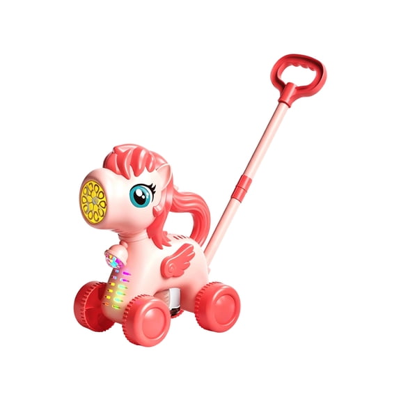 Cartoon Hand Pushed Bubble Machine, Walking Cart, 2-in-1 Electric Bubble Blowing Car, Lighting, Outdoor Toy(0ml)
