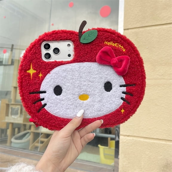 Cartoon Hand-held Red Apple Kitty Cat Phone Case for IPhone17Promax 17Pro 17 16 15PROMAX 14 13