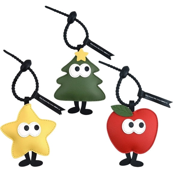 Cartoon Handbag Pendant PU Leather Keychain 3Pcs/Set Creative Tree Apple Star Shape Key Chain Pendant for Women