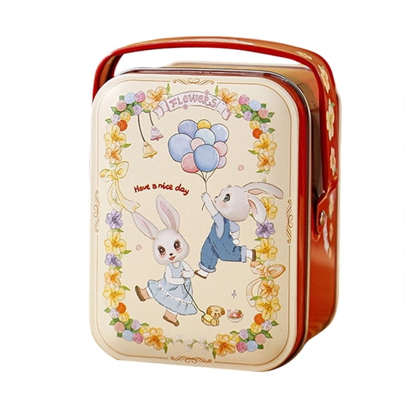Cartoon Handheld Tin Storage Box — A Lidded, Airtight Container Featuring An Adorable Design. Sturdy,and Crush-resistant, It Offers A Large Cap(One Size,Red)