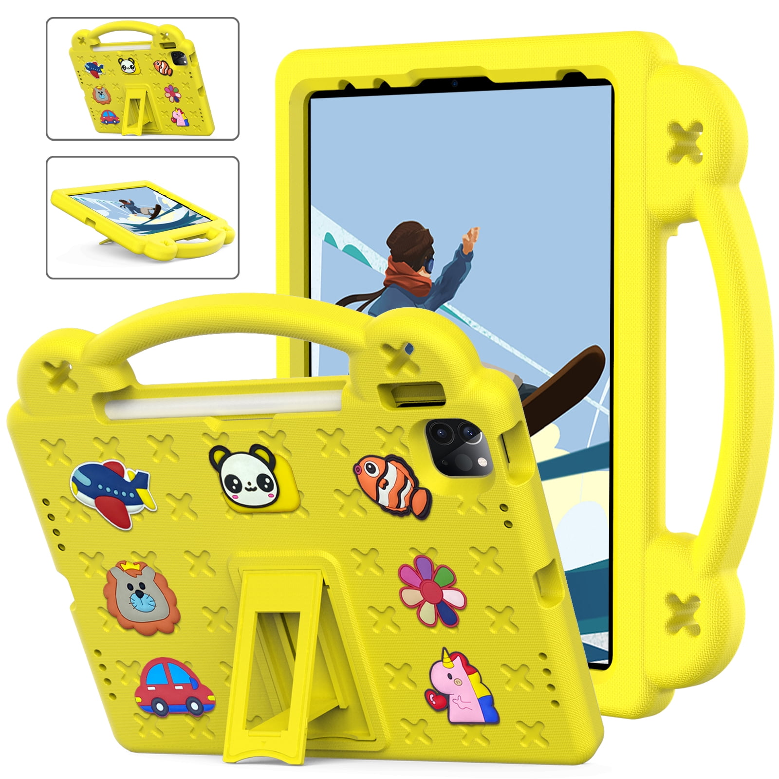 Cartoon Handle Case for iPad 10th Gen 10.9" 2022 Case, EVA Foam Cute Pattern with Pencil Holder Kickstand Cute Shockproof PC Case for Apple iPad 10th Gen 10.9" 2022 , Yellow