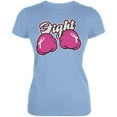 thumbnail image 1 of Cartoon Hands Fight Pink Fist Cancer Ribbon Juniors Soft T Shirt Baby Blue X-LG, 1 of 1