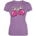 thumbnail image 1 of Cartoon Hands Fight Pink Fist Cancer Ribbon Juniors Soft T Shirt Dusty Violet X-LG, 1 of 1