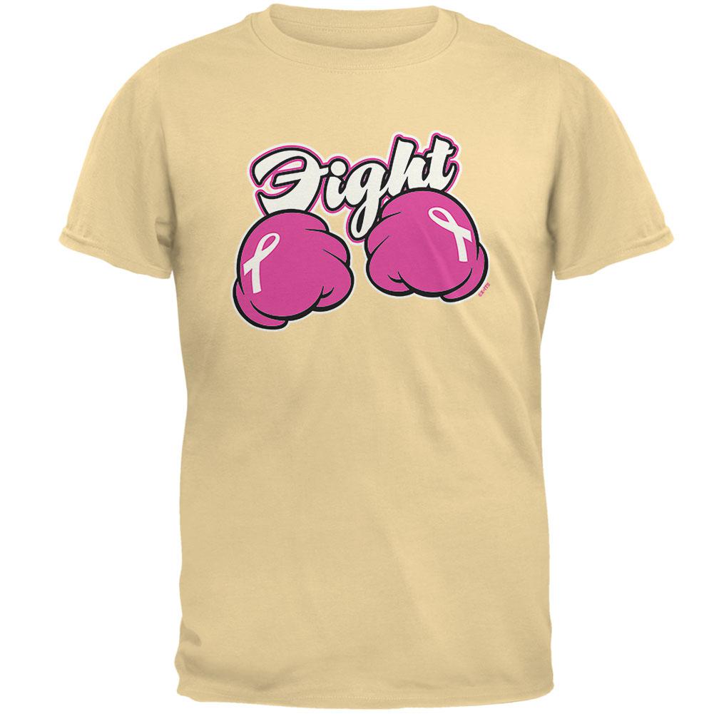 Cartoon Hands Fight Pink Fist Cancer Ribbon Mens T Shirt Yellow Haze SM - image 1 of 1
