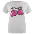 thumbnail image 1 of Cartoon Hands Fight Pink Fist Cancer Ribbon Womens Organic T Shirt White LG, 1 of 1