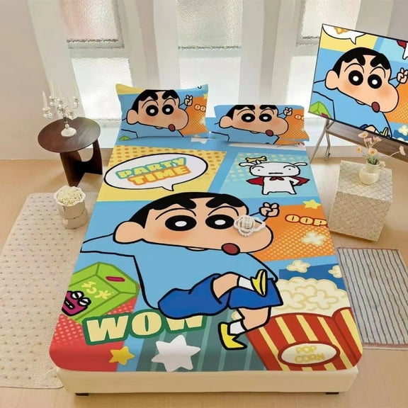 Cartoon Hangyodon Kawa Fitted Bed Sheet Three-Piece Set (Fitted sheet+Pillow case*2) Two-piece set(Fitted sheet+Pillow case*1) Single Bed spread Bed Hat Bed Cover Mattress Protective Cover