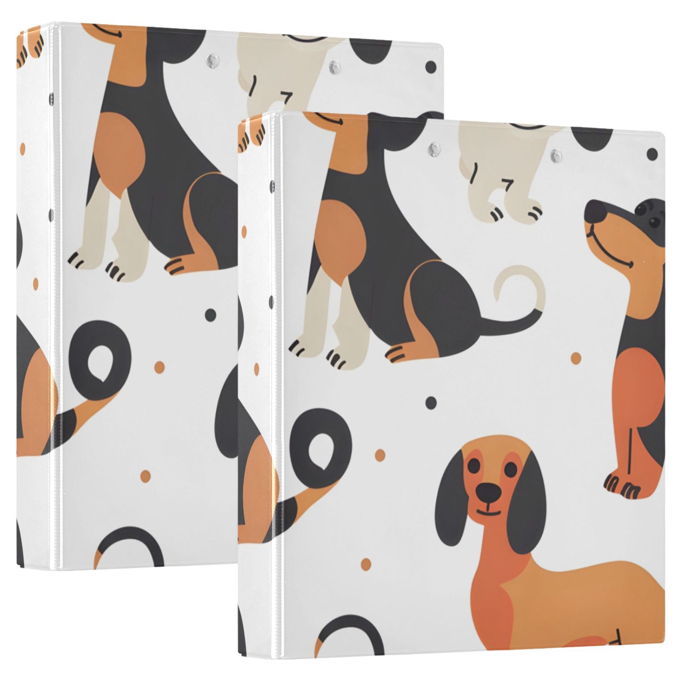 Cartoon Happy Dachshund Dogs 3 Ring Binders 1.5 inch Hardcover File ...