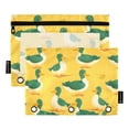 thumbnail image 1 of Cartoon Happy Duck 2 Pack Pencil Pouch for 3 Ring Binder Smooth Zipper Folders with Pockets Clear Window Pencil Case, 1 of 6