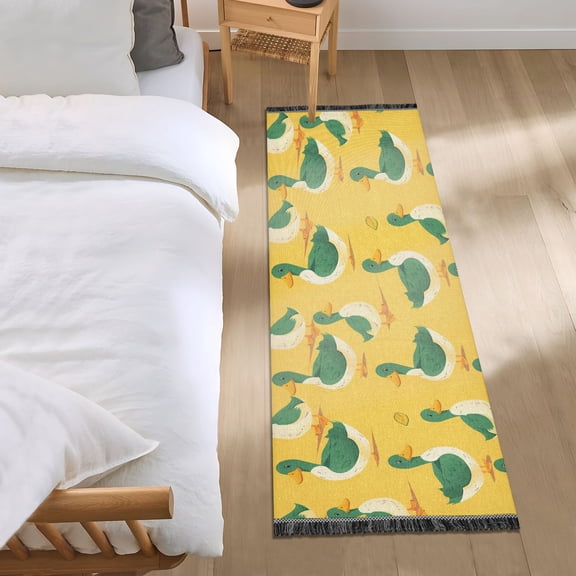 Cartoon Happy Duck Runner Area Rug 2x6 Soft Non-Slip Washable Bedside Carpet for Hallway Bedroom Living Room Home Decor