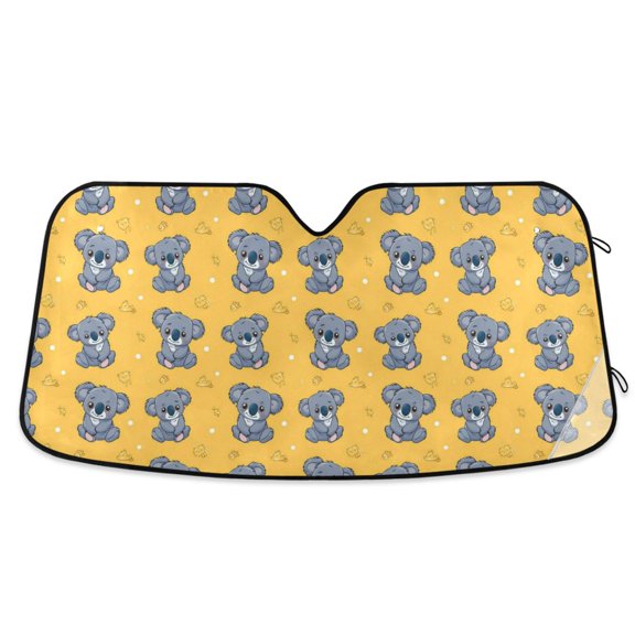 Cartoon Happy Koalas Car Windshield Sun Shade Foldable Car Front Window Visor Heat and UV Protection 55x27.6