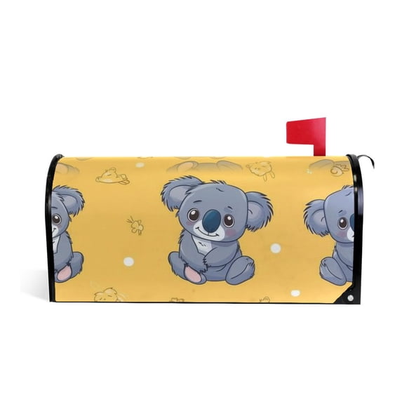 Cartoon Happy Koalas Mailbox Covers Magnetic Post Box Cover Wraps Standard Size 25.5"x21" Waterproof Home Garden Yard Outside Decor
