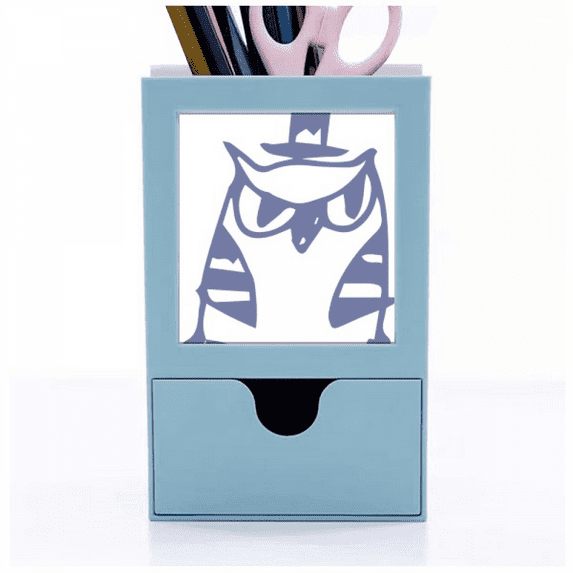 Cartoon Hat Bird Protect Animal Pet Lover Desk Supplies Organizer Pen Holder Card
