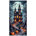 thumbnail image 1 of Cartoon Haunted House Halloween Banner Spooky Pumpkin Design Black Cat Scary Night for Halloween Party Decorations Holiday Festive Event, 1 of 9