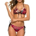thumbnail image 1 of Cartoon Hazbin Hotel Women Bikini Set Sexy Two Pieces Halter String Swimsuit Triangle Briefs Tie Side Bottom, 1 of 7