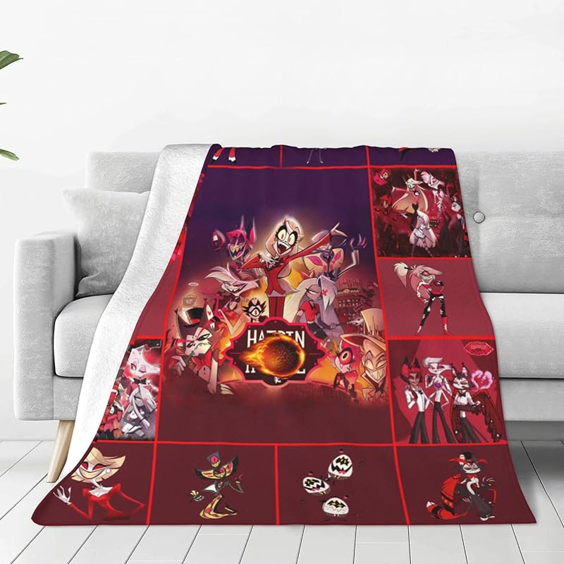 Cartoon Hazzbin Flannel Throw Blanket for Hotel Soft Cozy Warm Fleece