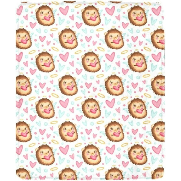 Cartoon Hedgehog Cupid Throw Blankets for Couch & Bed, Soft and Cozy Warm Plush Personalized Blanket All Seasons Suitable, 50x60 Inches