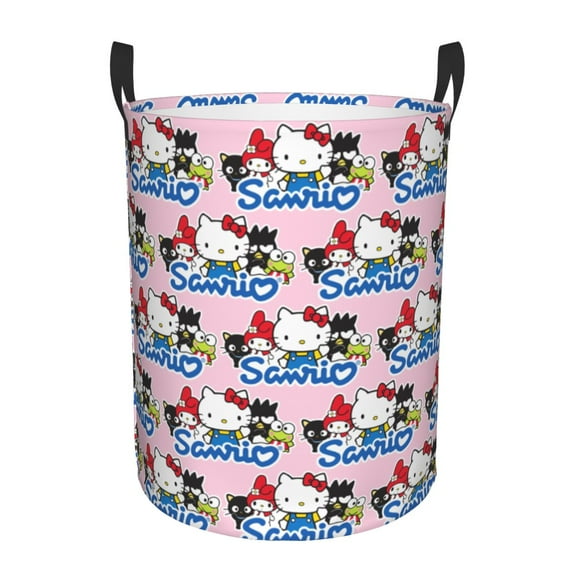Hello Ki-tty Laundry Basket Foldable Cartoon Clothes Toy Hamper Storage Bin for Kids Nursery