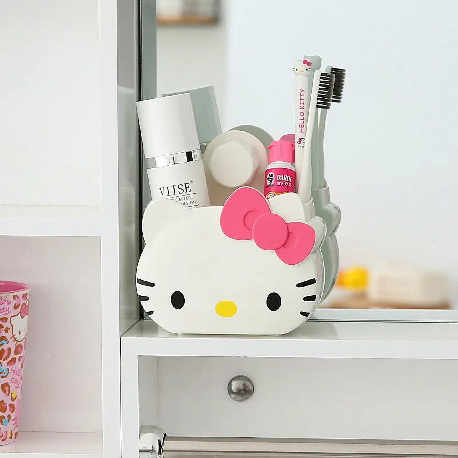 Cartoon Hello Kitty Bathroom Shelf Cute Children's Toothbrush Holder Wall Mounted Toilet ...