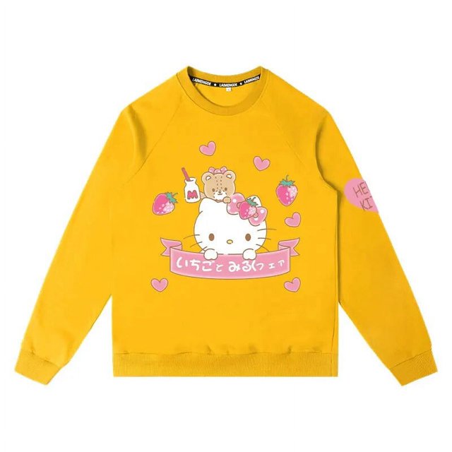 Cartoon Hello Kitty Crewneck Hoodie Women Fashion Brand Lazy Sanrio Hellokitty Cobranded