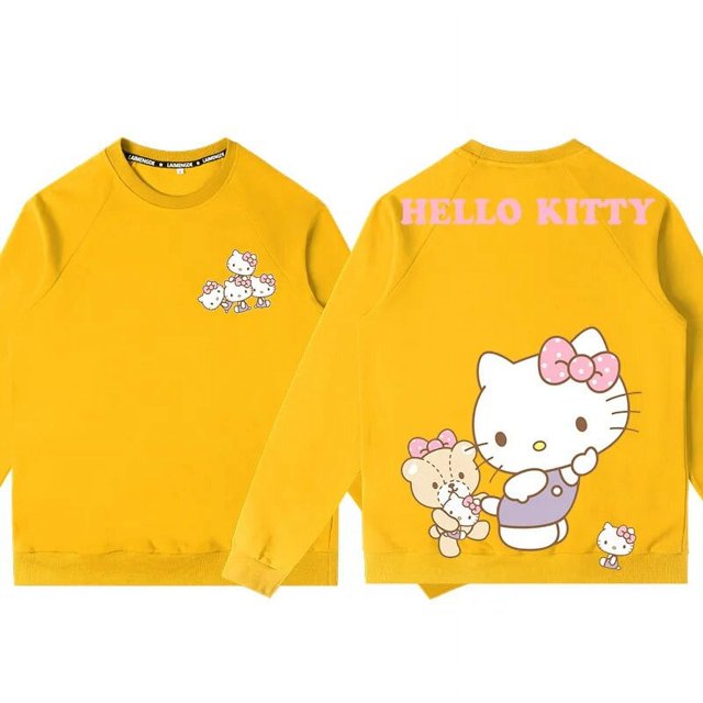 Cartoon Hello Kitty Crewneck Hoodie Women Fashion Brand Lazy Sanrio Hellokitty Cobranded