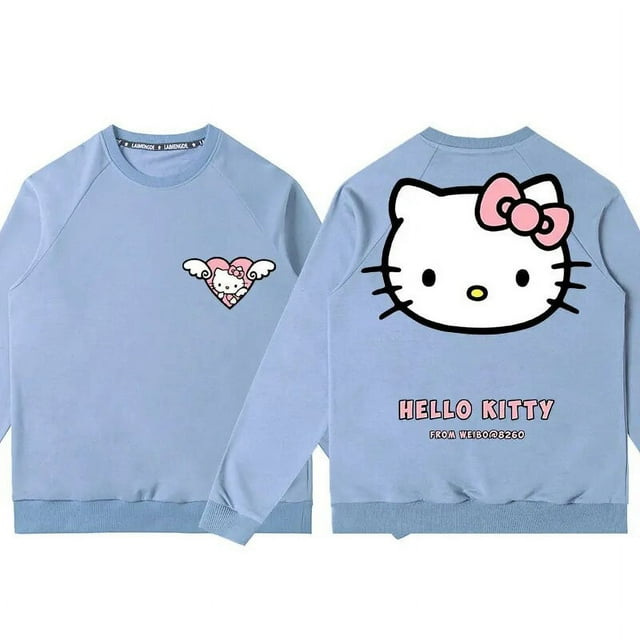 Cartoon Hello Kitty Crewneck Hoodie Women Fashion Brand Lazy Sanrio Hellokitty Cobranded