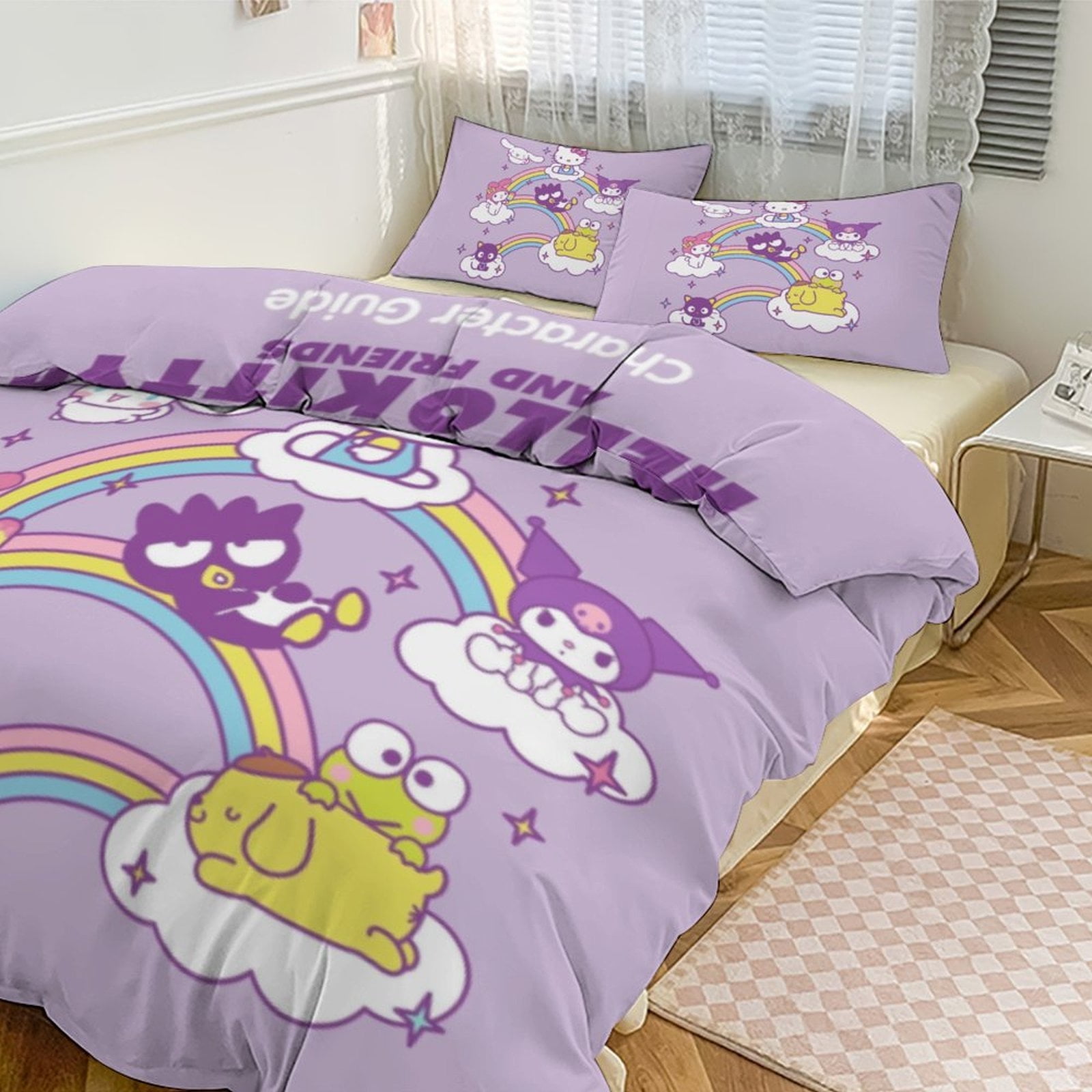 Cartoon Hello Kitty Friend Girl Room Decor Size Bedding Set for