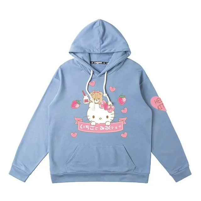 Cartoon Hello Kitty Hoodie Women Fashion Brand Lazy Sanrio Hellokitty Cobranded Clothes Coat