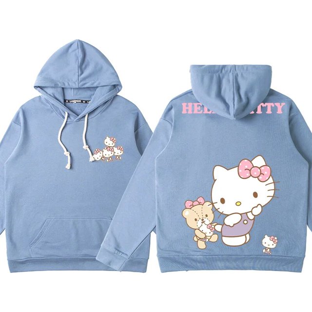 Cartoon Hello Kitty Hoodie Women Fashion Brand Lazy Sanrio Hellokitty Cobranded Clothes Coat