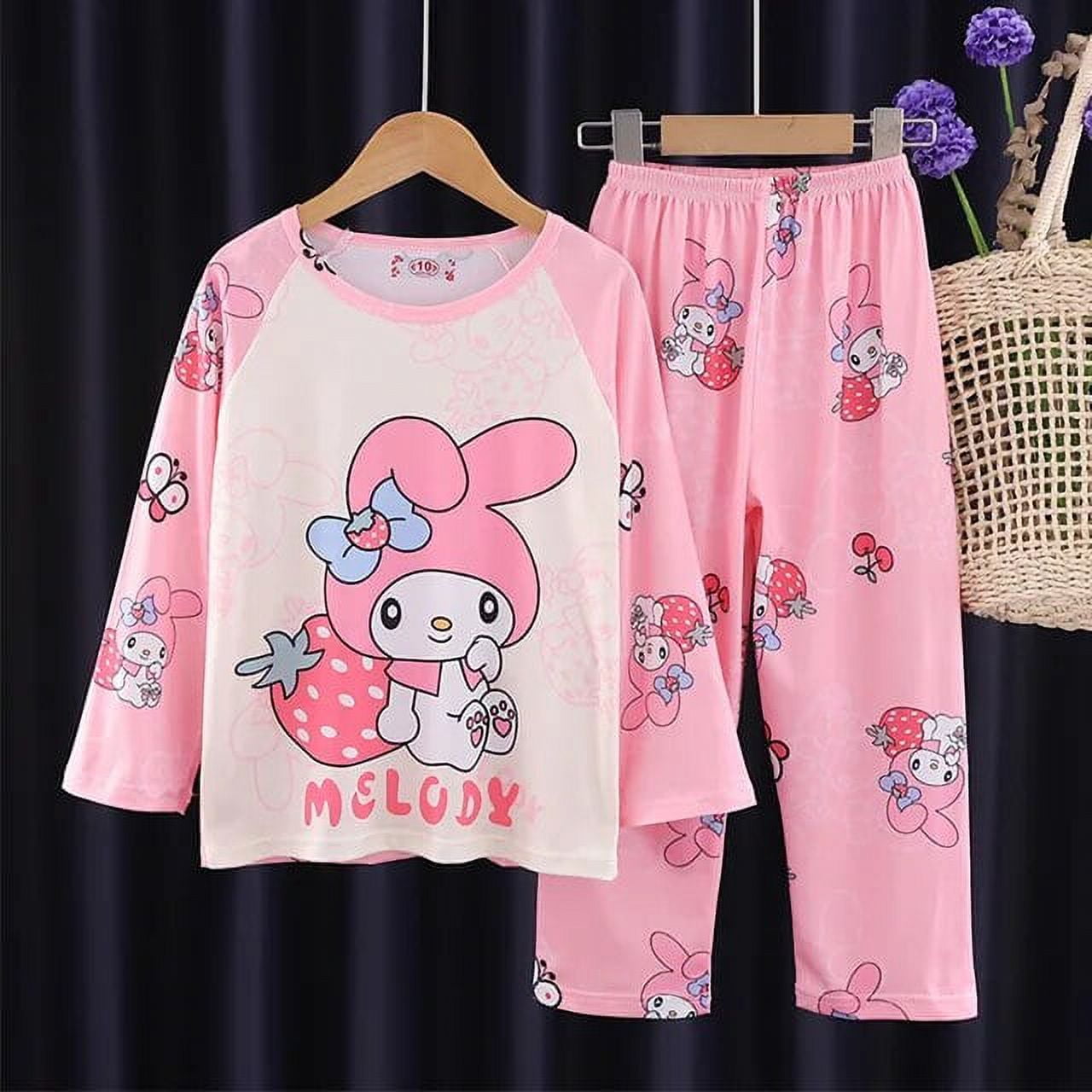 Cartoon Hello Kitty Pajamas Pants Sleepwear Suit Cinnamoroll Girl