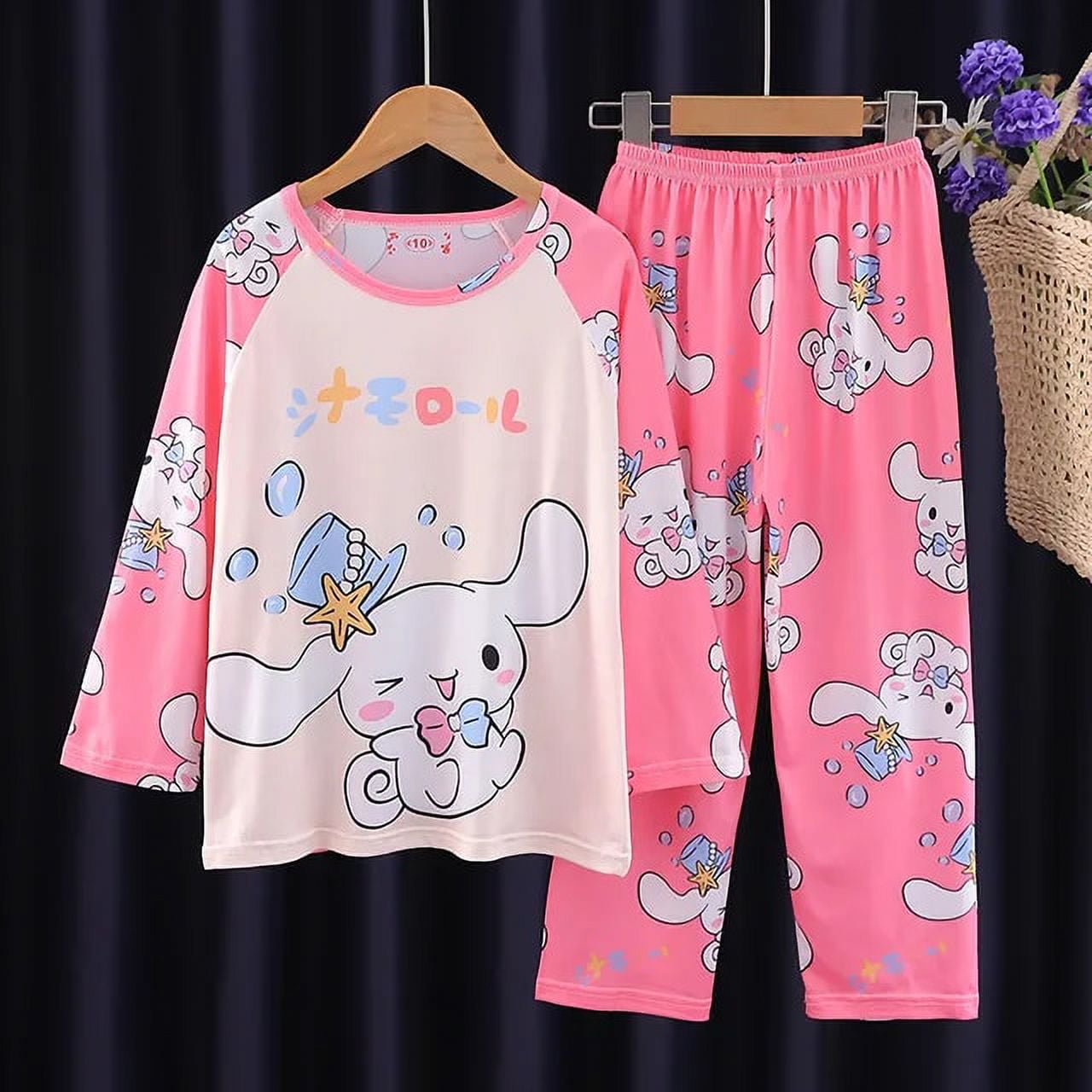 Cartoon Hello Kitty Pajamas Pants Sleepwear Suit Cinnamoroll Girl ...