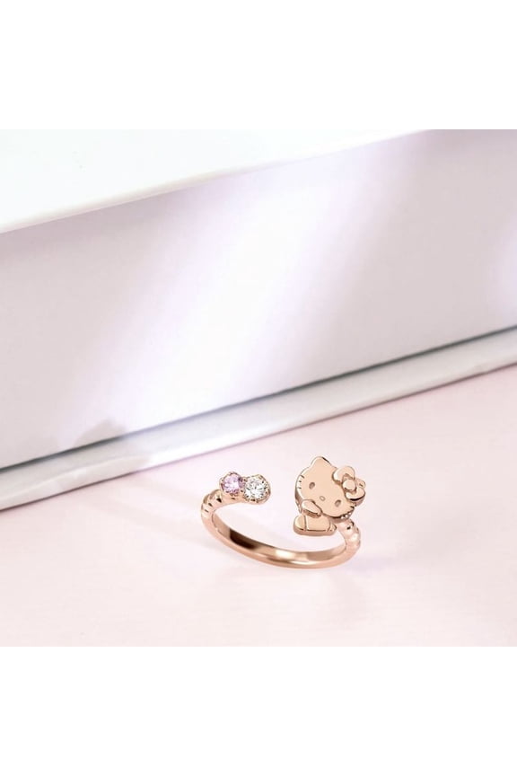Cartoon Hello Kitty Ring Kawaii Rose Gold Rings Cute Birthday Present