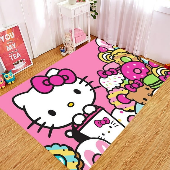 Cartoon Hello Kitty Rug ins style KT cat carpet bedroom decoration bedside carpet Living room crawling game mat