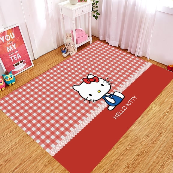 Cartoon KT Cat Rug Ins Style Home Rug Living Room Carpet Bedroom Decoration Bedside Rug Full Covering Large Size Crawling Game Mat