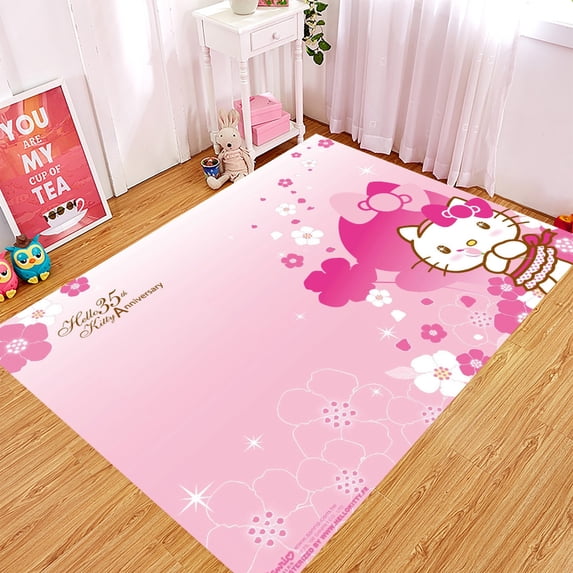 Cartoon KT Cat Rug Ins Style Home Rug Living Room Carpet Bedroom Decoration Bedside Rug Full Covering Large Size Crawling Game Mat
